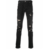Balmain Calça jeans skinny com efeito destroyed - Preto