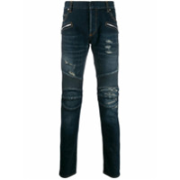 Balmain Calça jeans skinny com efeito puído - Azul