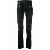 Balmain Calça jeans slim com detalhe monogramado - Preto