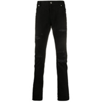 Balmain Calça jeans slim com detalhe rasgado - Preto