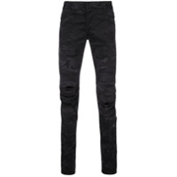 Balmain Calça jeans slim com detalhes desgastados - Preto