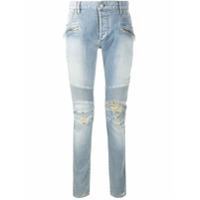 Balmain Calça jeans slim com efeito destroyed - Azul
