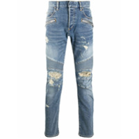 Balmain Calça jeans slim com efeito destroyed - Azul
