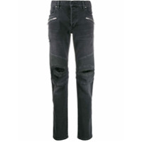 Balmain Calça jeans slim com efeito rasgado - Preto