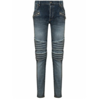 Balmain Calça jeans slim com recorte canelado - Azul