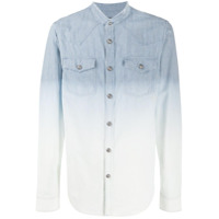 Balmain Camisa jeans listrada degradê - Azul