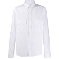 Balmain Camisa mangas longas com estampa de logo - Branco