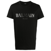 Balmain Camiseta com estampa de logo metálico - Preto