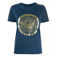 Balmain Camiseta com estampa de medalhão - Azul