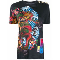 Balmain Camiseta com estampa de tigre e dragão - Preto