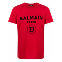Balmain Camiseta com logo flocado - Vermelho