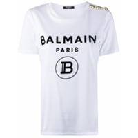 Balmain Camiseta de algodão com estampa de logo - Branco