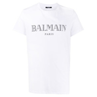 Balmain Camiseta de algodÃ£o com estampa de logo - Branco