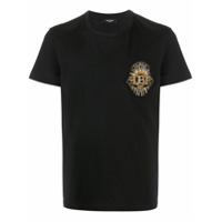 Balmain Camiseta de algodão com logo bordado - Preto