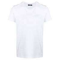 Balmain Camiseta de algodão com logo gravado - Branco
