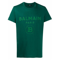 Balmain Camiseta decote careca com logo - Verde