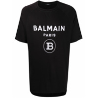 Balmain Camiseta oversized com estampa de logo - Preto