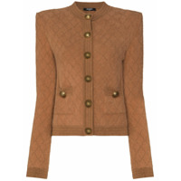 Balmain Cardigan slim com efeito matelassê - Marrom