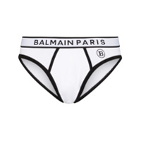 Balmain Cueca de algodão com logo no cós - Branco