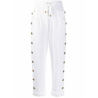 Balmain embossed-buttons drawstring trousers - Branco