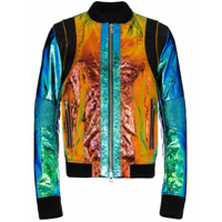 Balmain Jaqueta com efeito holográfico e acabamento em couro - Preto