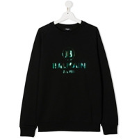 Balmain Kids Calça esportiva com estampa de logo - Preto