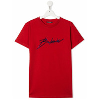 Balmain Kids Camiseta com estampa de logo - Vermelho