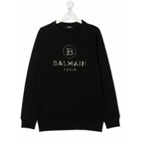 Balmain Kids Moletom com estampa de logo - Preto