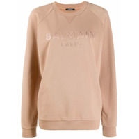 Balmain logo-embroidered cotton sweatshirt - Neutro