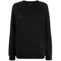 Balmain logo-embroidered cotton sweatshirt - Preto