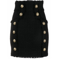 Balmain Minissaia com abotoamento duplo e barra sem acabamento - Preto