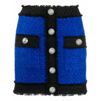 Balmain Minissaia de tweed com acabamento contrastante - Azul