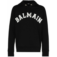 Balmain Moletom College de algodão com logo - Preto