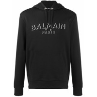 Balmain Moletom com capuz e estampa de logo - Preto