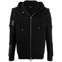 Balmain Moletom com zíper frontal e capuz - Preto