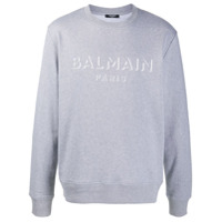 Balmain Moletom de algodão com estampa de logo - Cinza