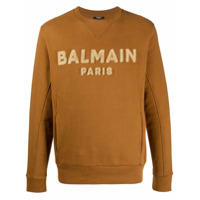 Balmain Moletom decote careca com detalhe de logo - Marrom