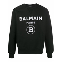 Balmain Moletom decote careca com estampa de logo - Preto