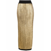 Balmain Saia cintura alta com efeito metálico - Dourado