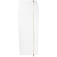 Balmain Saia midi slim com zíper frontal - Branco