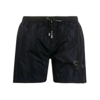 Balmain Short de natação com estampa de logo - Azul