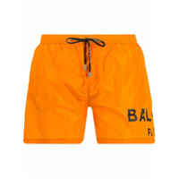 Balmain Short de natação com estampa de logo - Laranja