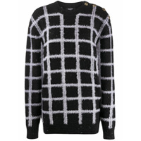 Balmain Suéter com padronagem de grade - Preto