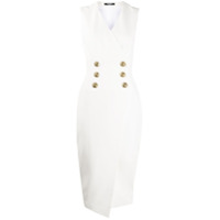 Balmain Vestido gola V com abotoamento duplo - Branco