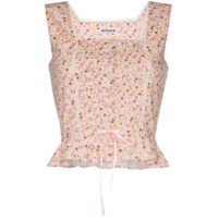 Batsheva Blusa Amy floral com bustier - Rosa