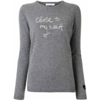 Bella Freud Suéter de cashmere com bordado de slogan - Cinza
