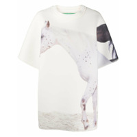 Benetton Camiseta oversized com estampa de casa - Branco