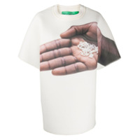 Benetton Camiseta oversized com estampa de mão - Branco
