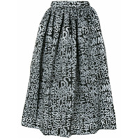 Black Comme Des Garçons Saia cintura alta com estampa de texto - Cinza