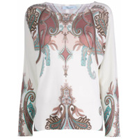 Blumarine Blusa de tricô com padronagem barroca - Branco